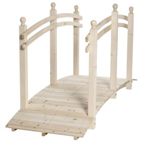 7.5' Wooden Arch Garden Bridge, Safety Rails for Backyard Ponds, Creeks, Streams, Natural