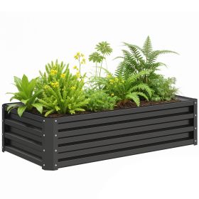 Galvanized Raised Garden Bed, 4' x 2' x 1' Metal Planter Box, for Growing Vegetables, Flowers, Herbs, Succulents, Gray