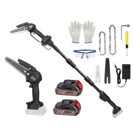 2-in-1 Cordless Pole Saw & Mini Chainsaw Electric Mini Chainsaw Length Adjustable Cordless Chain Saw with 2Pcs 1500mAh Batteries 4in/6in Chains f