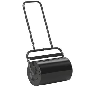 20-Inch Push/Tow Behind Lawn Roller Filled with 10 Gal Water or Sand for Flattening Sod in the Garden, Black