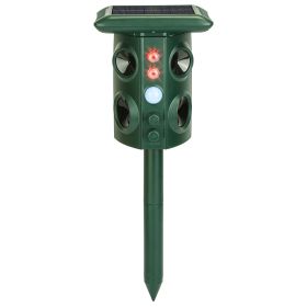 Solar Ultrasonic Animal Repeller Solar Powered Animal Repellent Chaser With PIR Motion Sensor IP54 Waterproof Sound Flashing Light For Deer Racco (Color: Green)