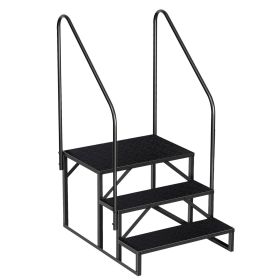 Hot Tub Steps Outdoor, 2 RV Steps with Handrail, Portable RV Stairs 3 Step, Heavy Duty Truck Camper Steps Ladders for Travel Trailers, 5th Wheel (size: 3 step 2 handrails)