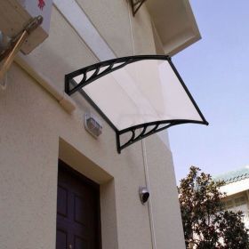 40 x 40 Inch Outdoor Polycarbonate Front Door Window Awning Canopy (Color: Black)