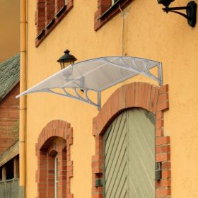 40 x 40 Inch Outdoor Polycarbonate Front Door Window Awning Canopy (Color: Gray)